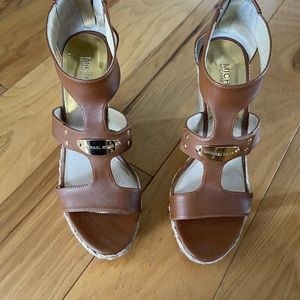 Michael Michael Kors Brown Leather Wedges